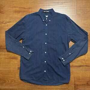 Apolis Global Citizen Button Up Shirt L Blue Stripe Modern City Preppy Eco Lux